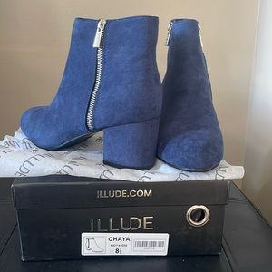 Never been worn Navy Blue Suede low cut boots